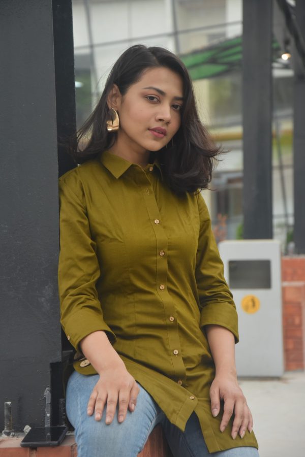 Olive Green Long Shirt